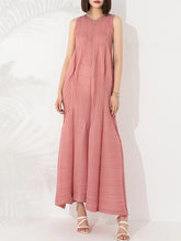 Japanese Pleated Midi Dress - Sleeveless